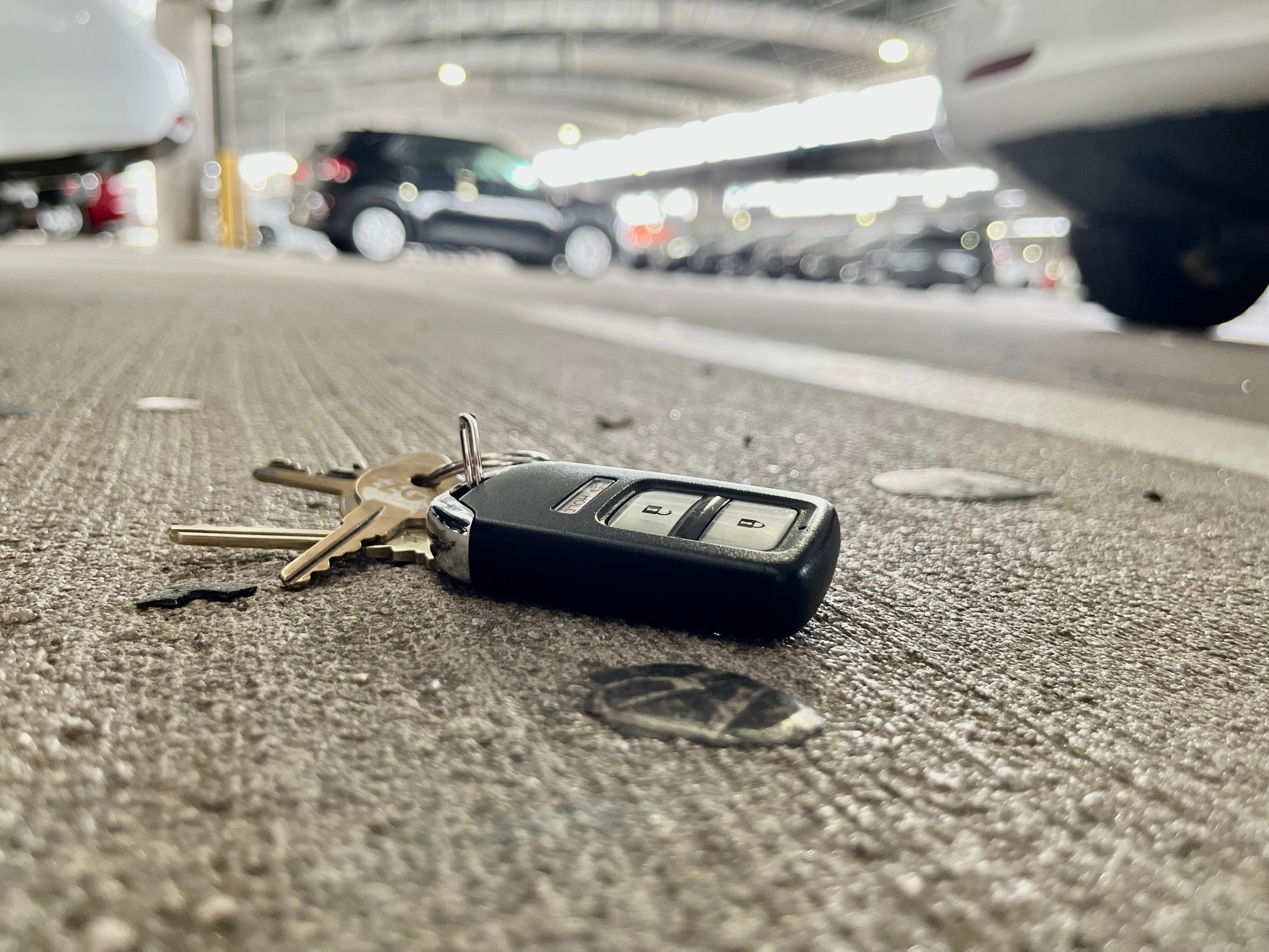 Dropped keys in a parking structure